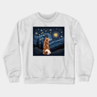 Cheems and the starry night Crewneck Sweatshirt